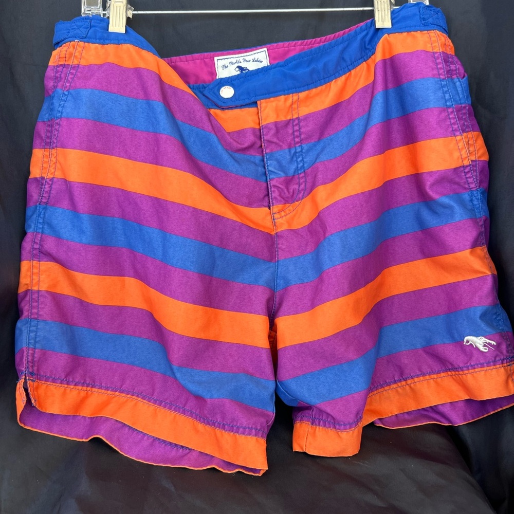 Ted Baker London Orange and Purple Striped Swim Shorts